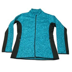 Marc New York Jacket Women Large Turquoise Space Dye Fleece Long Sleeve Full Zip
